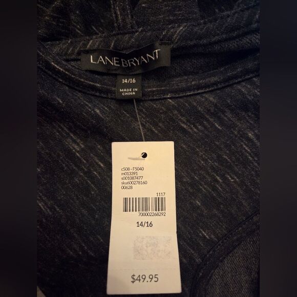 Lanr Bryant Charcoal Black Crisscross Cold Shoulder V-Neck Top Size 14/16 NEW - Picture 9 of 9